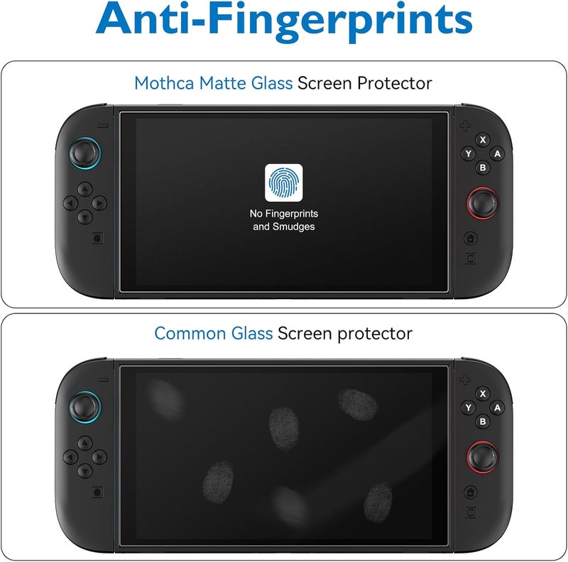 Mothca 2 Pack Matte Glass Screen Protector for Nintendo Switch 2 Model 2025 [7.9 Inch] Anti-Glare & Anti-Fingerprint 9H Hardness Tempered Glass Film with Alignment Frame, Smooth as Silk - Image 3